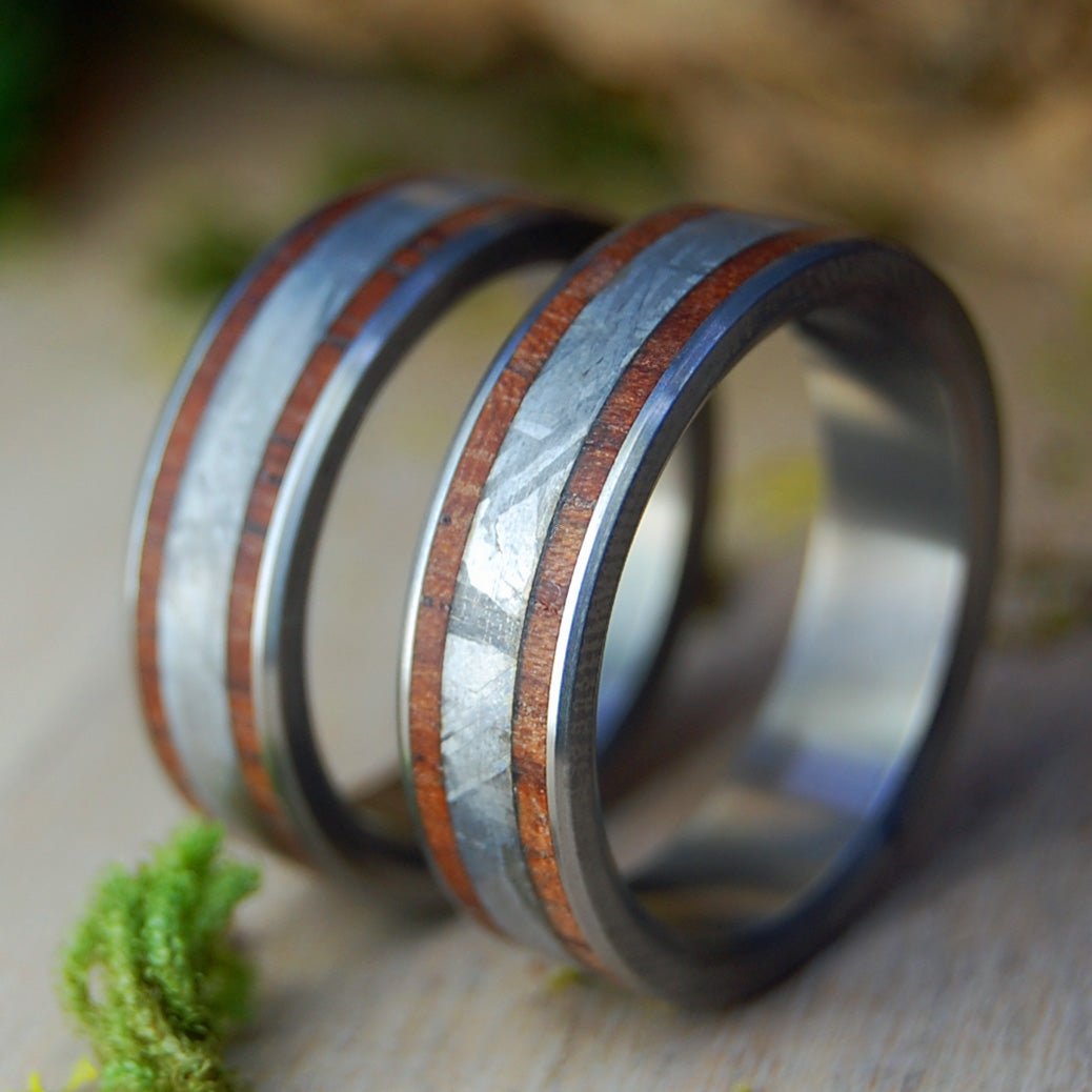 Cocobolo Meteorite | Cocobolo Wood & Meteorite Wedding Rings - Minter and Richter Designs