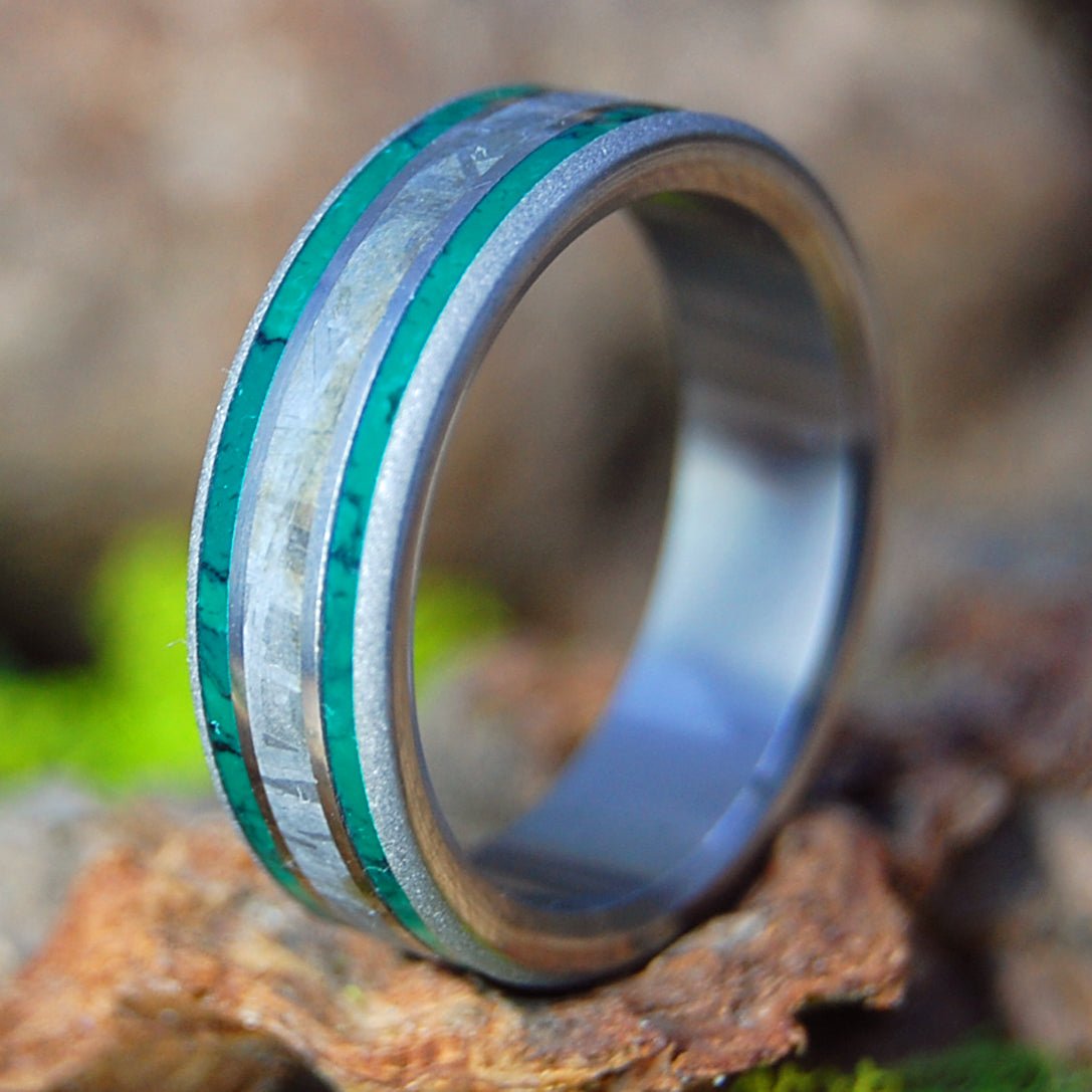 Cosmic Velocity | Men's Meteorite, Imperial Jade & Titanium Wedding Ring - Minter and Richter Designs