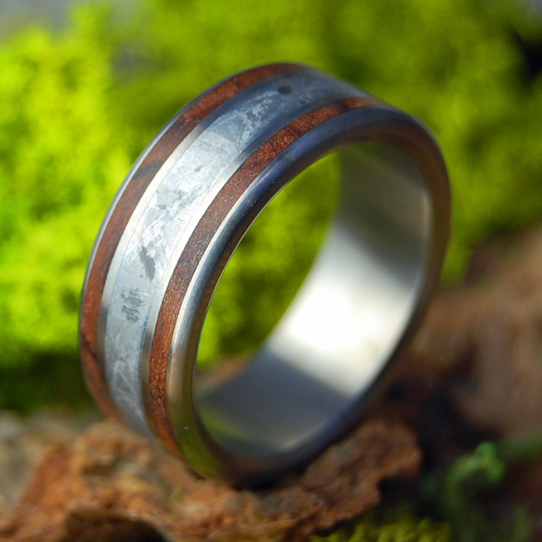 Mighty Oak and Meteorite | Men's Meteorite, Oak Wood & Titanium Wedding Ring - Minter and Richter Designs