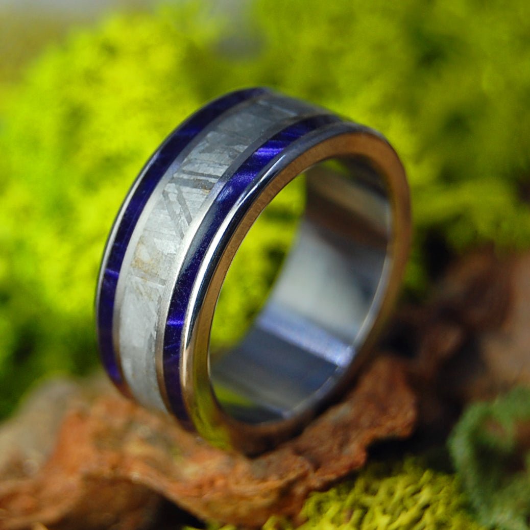 Purple Marbled Meteorite | Men's Purple Marbled Opalescent, Meteorite & Titanium Wedding Ring - Minter and Richter Designs