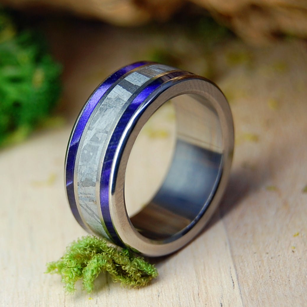 Purple Marbled Meteorite | Men's Purple Marbled Opalescent, Meteorite & Titanium Wedding Ring - Minter and Richter Designs